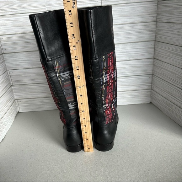 COACH CHRISSI  SIGNATURE leather BLACK MULTI TARTAN TALL BOOTS - Picture 4 of 8